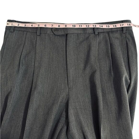 Brooks Brothers Gray Dress Pants Smooth Wool Cuffed Pleated Gray Mens 36 x 30.5 - Picture 9 of 15